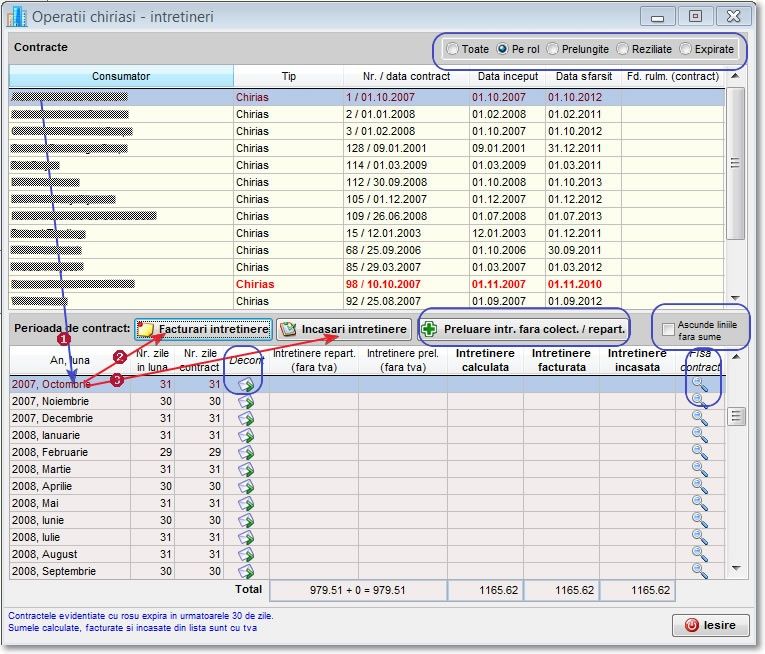 soft saga, saga manprop, intretinere repartizata, intretinere chiriasi, facturare intretinere, istoric intretinere, program informatic chirii