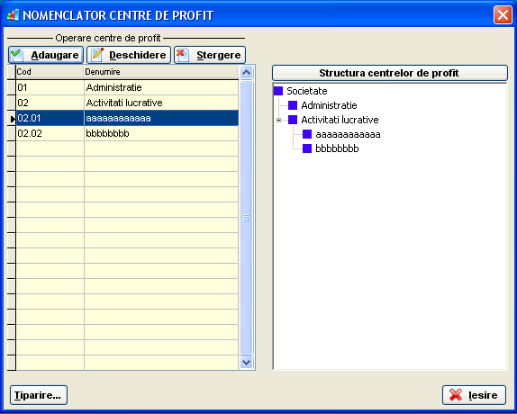 configurare centre de profit in programul de contabilitate saga