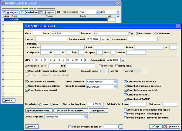 Definirea unui salariat in programul de contabilitate saga salarii in programul de contabilitate saga - nomenclator salariati - modul salarizare